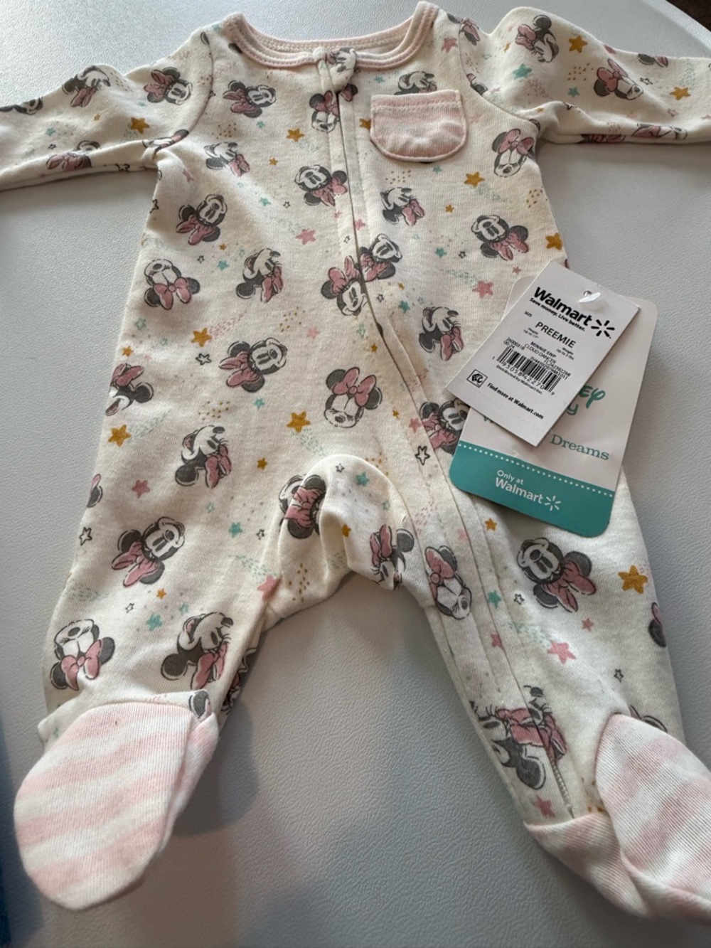 Disney Minnie Mouse Cream and Pink Footed Pajamas